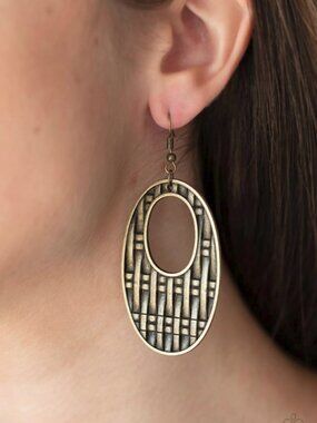 Paparazzi Jewelry Accessories - Engraved Edge - Brass Earrings - Vintage